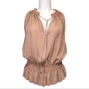 Theory Silk Georgette Sleeveless Tie-neck Blouse
